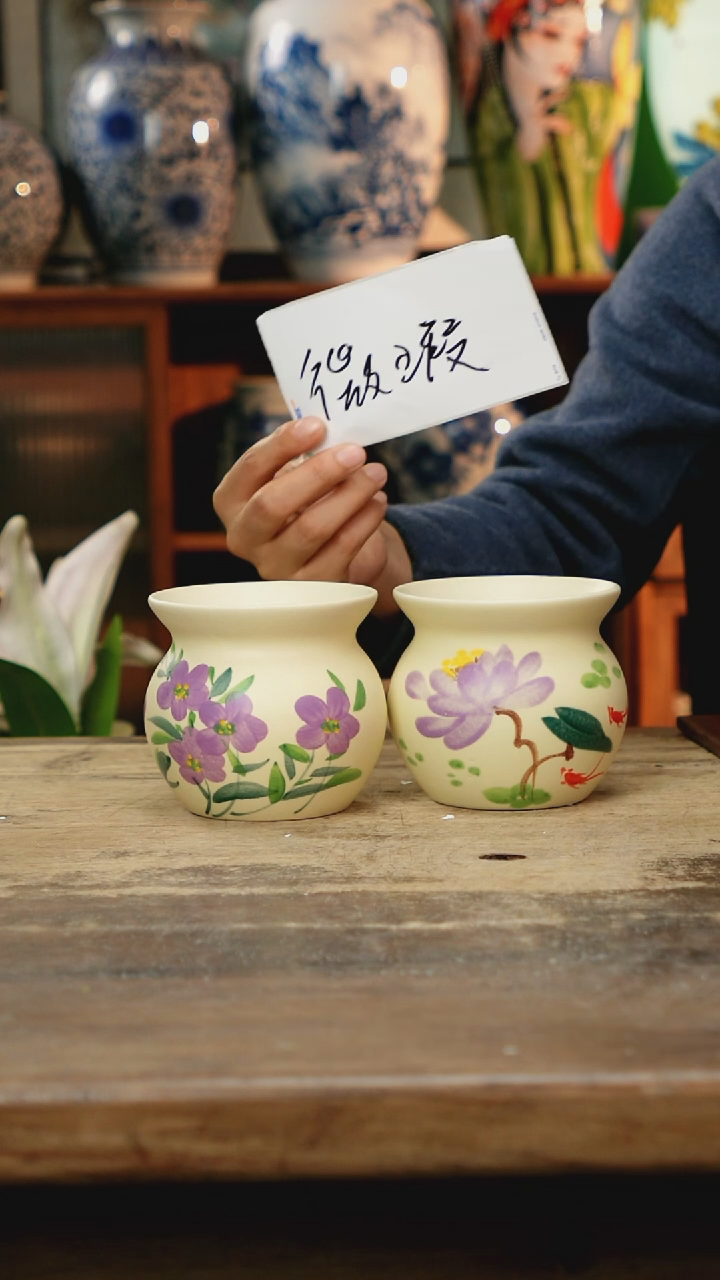 瓷片 景德镇纯手工釉下彩精品花瓶