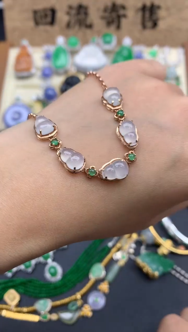 【闪购商品】翡翠手串18K金镶嵌410-中国好珍宝