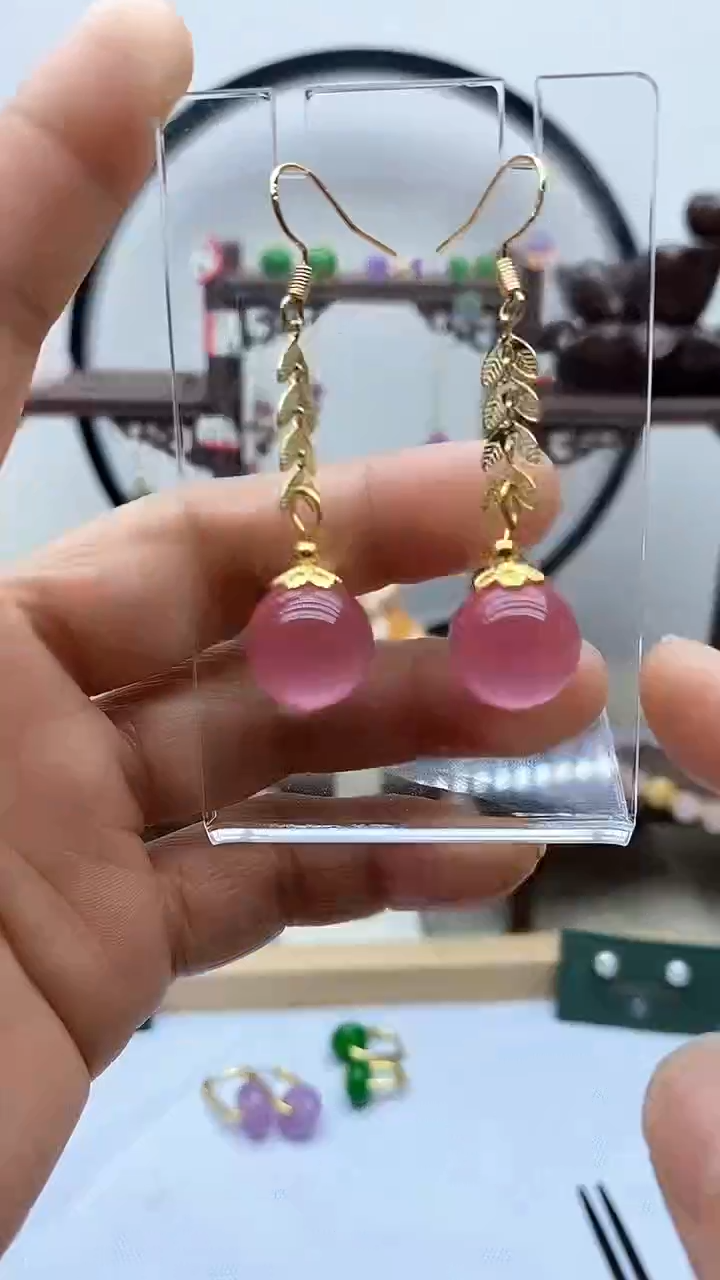 【闪购商品】紫晶耳饰银S925镀金镶嵌117