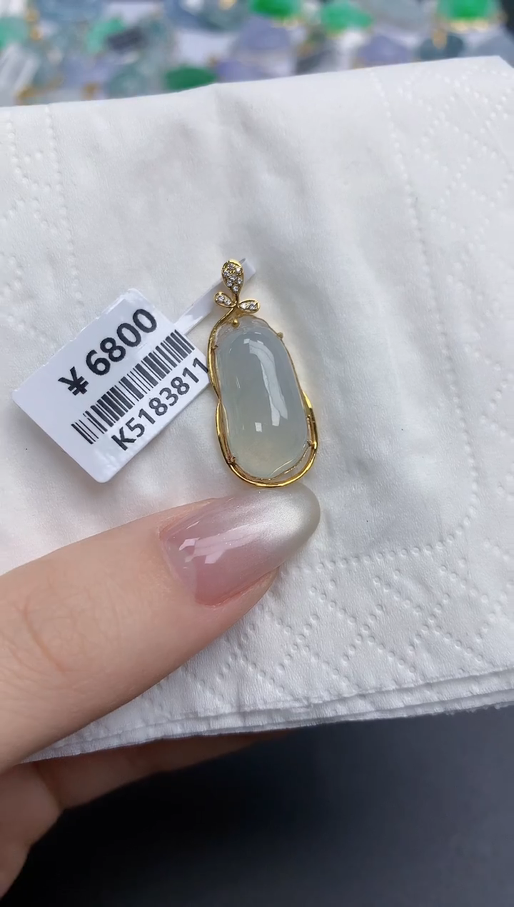 【闪购商品】翡翠颈饰18K金镶嵌天然缅甸翡翠A货