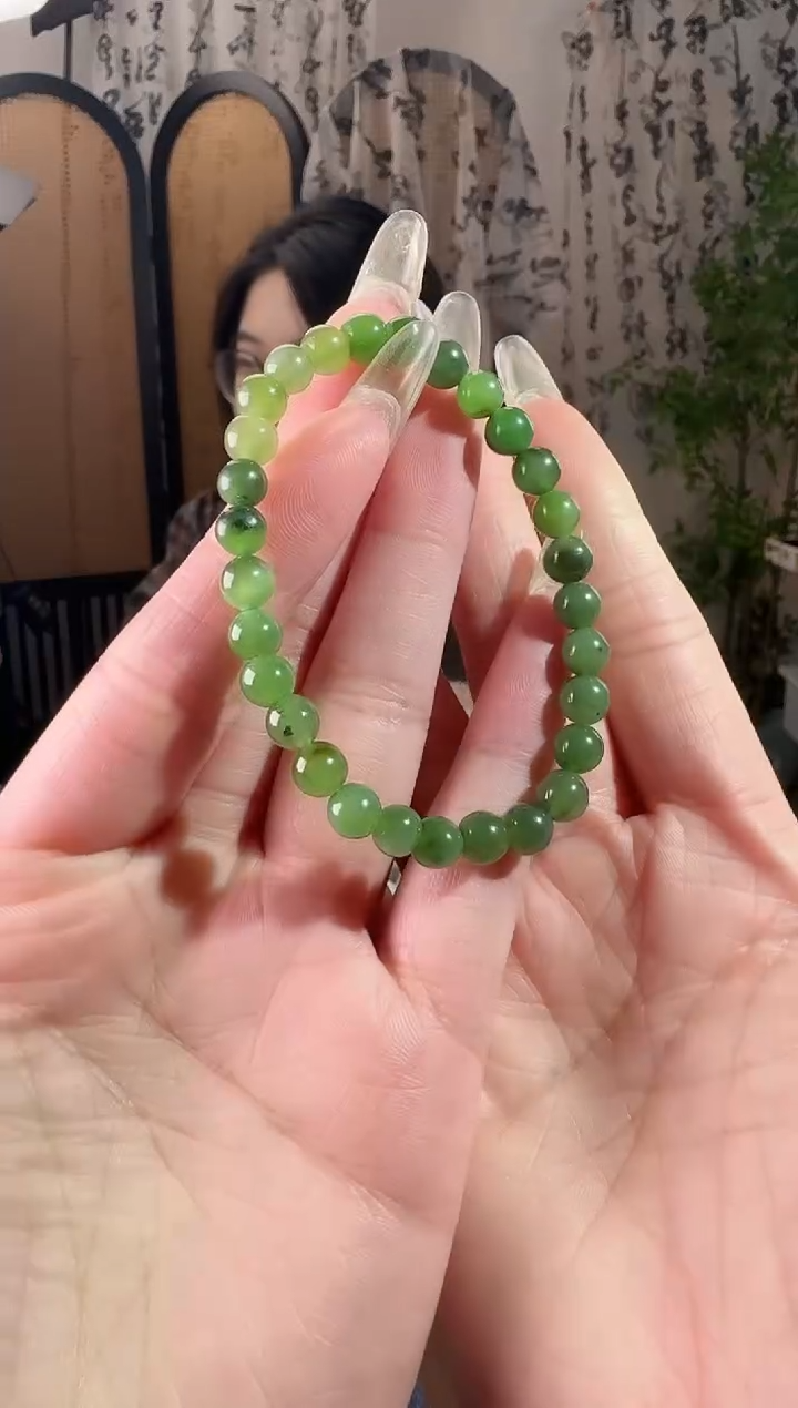 未镶嵌手串和田玉碧玉手串 6mm