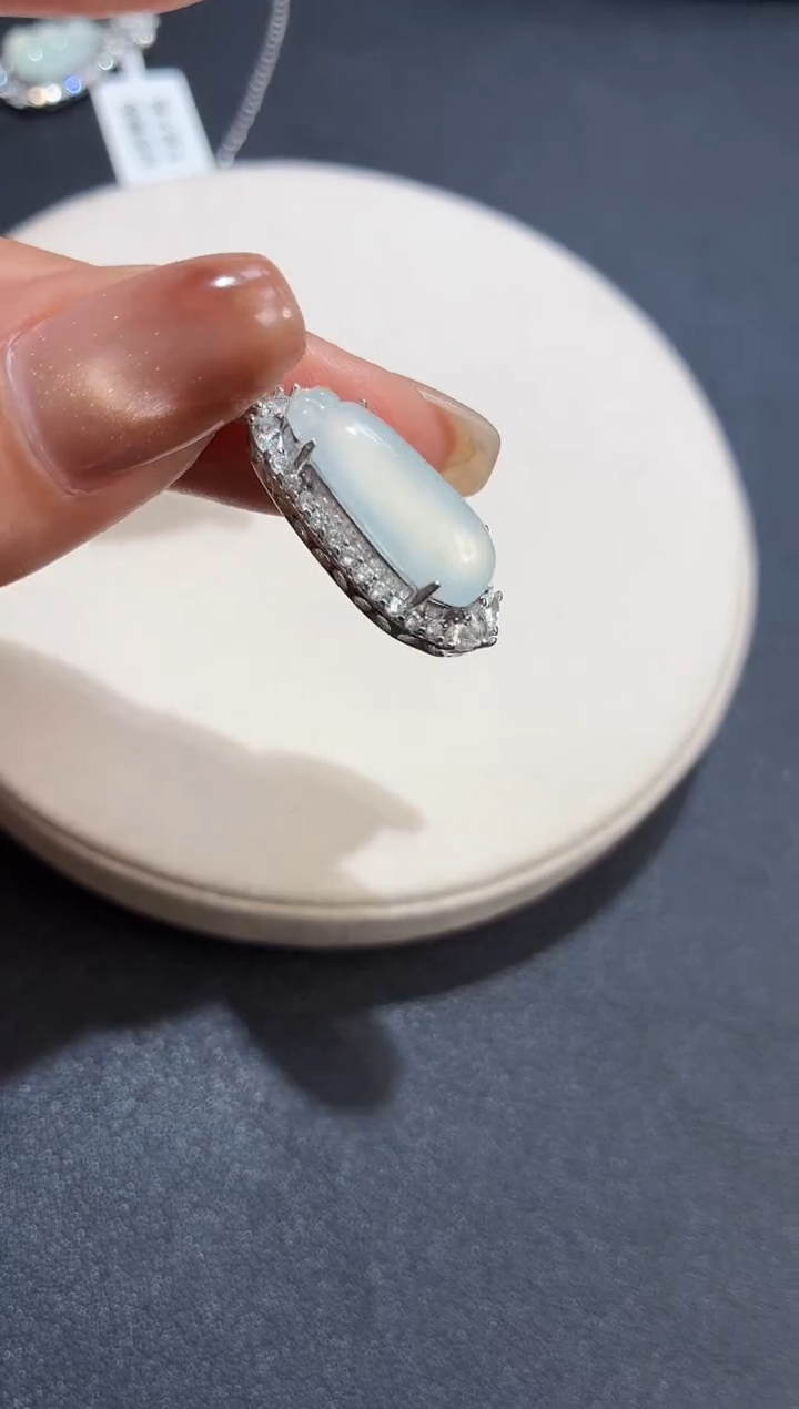 吊坠(不含链)银S925镶嵌翡翠福瓜