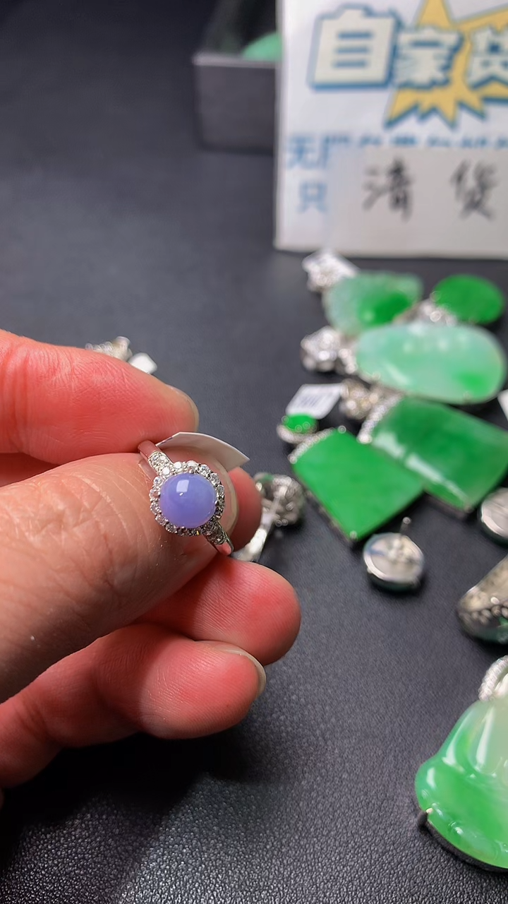银S925镶嵌戒指翡翠翡翠