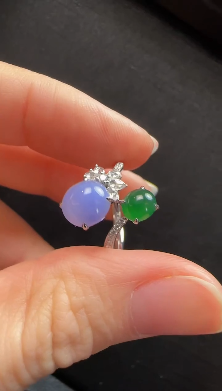 【闪购商品】翡翠戒指18K金镶嵌432蛋面一枚