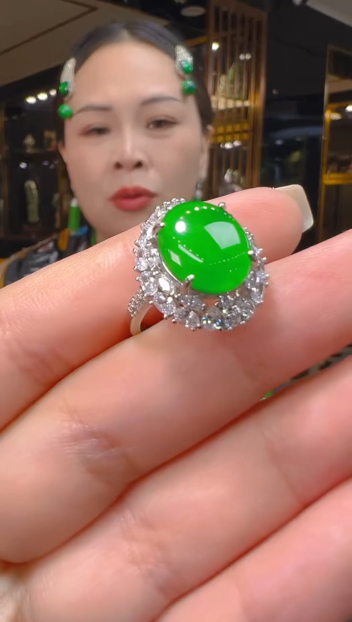 银S925镶嵌戒指翡翠081（多样性发其一）