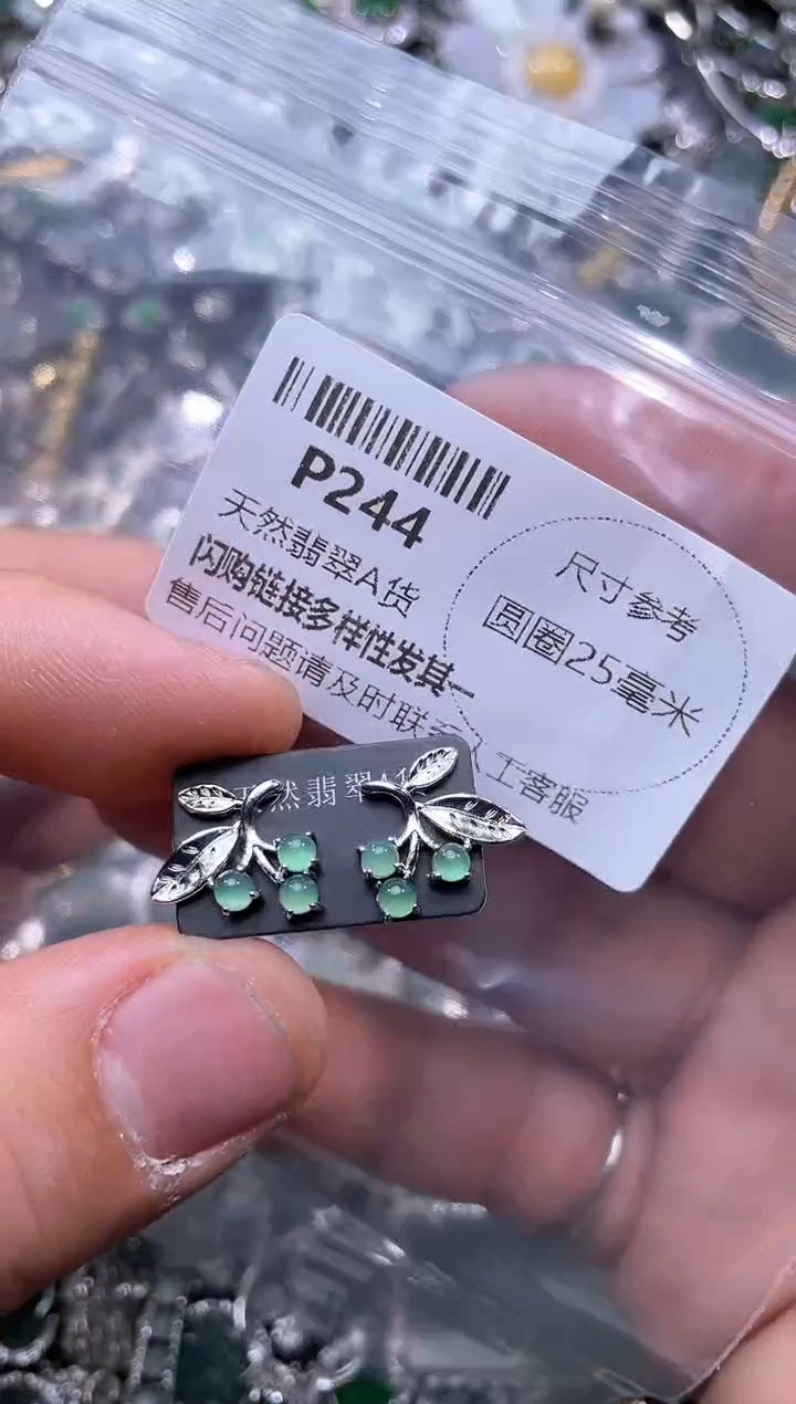 【闪购商品】翡翠颈饰未镶嵌P244耳钉