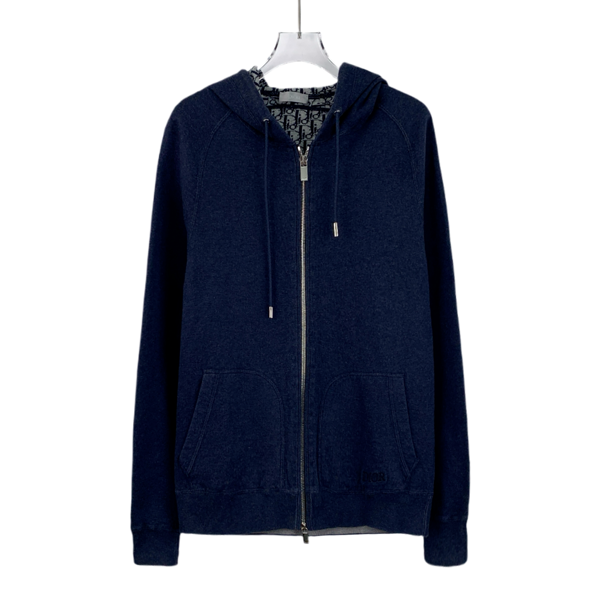99新 DIOR/迪奥 DM0162  蓝色内里满印拉链针织外套 S码