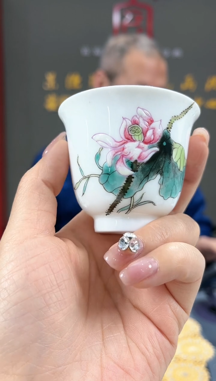 【闪购商品】官窑瓷画院967官窑瓷画院荷花铃铛杯