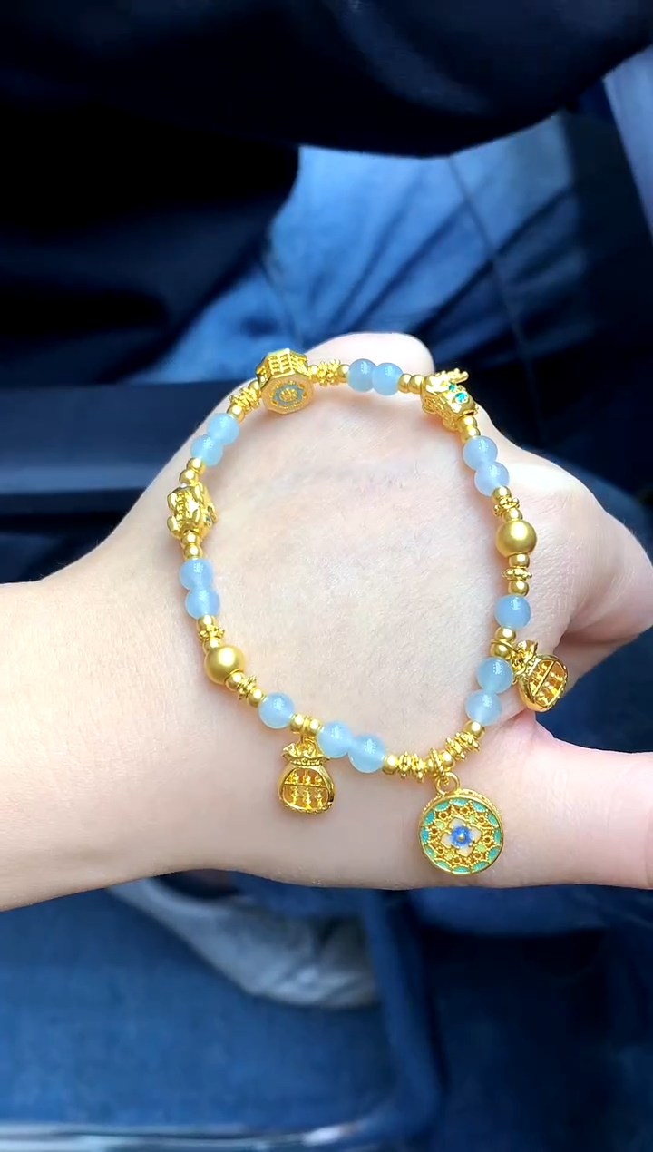 足金镶嵌手串翡翠275-中国好珍宝