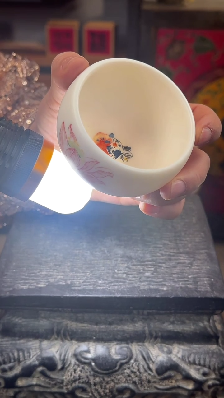 【闪购商品】摆件玉白泥手工釉上彩杯