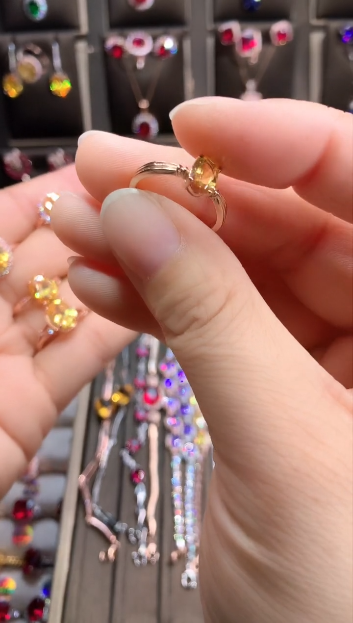 【闪购商品】水晶戒指银S925镶嵌玫瑰金