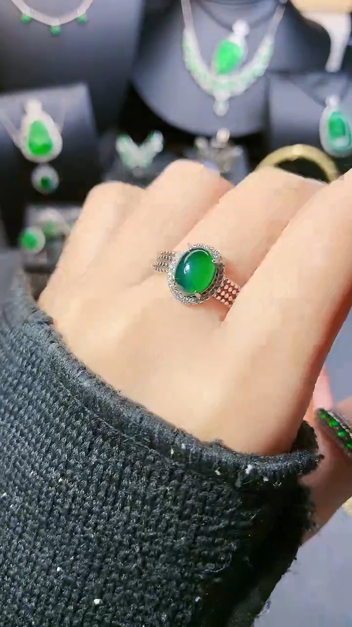 【闪购商品】翡翠戒指银S925镶嵌戒指