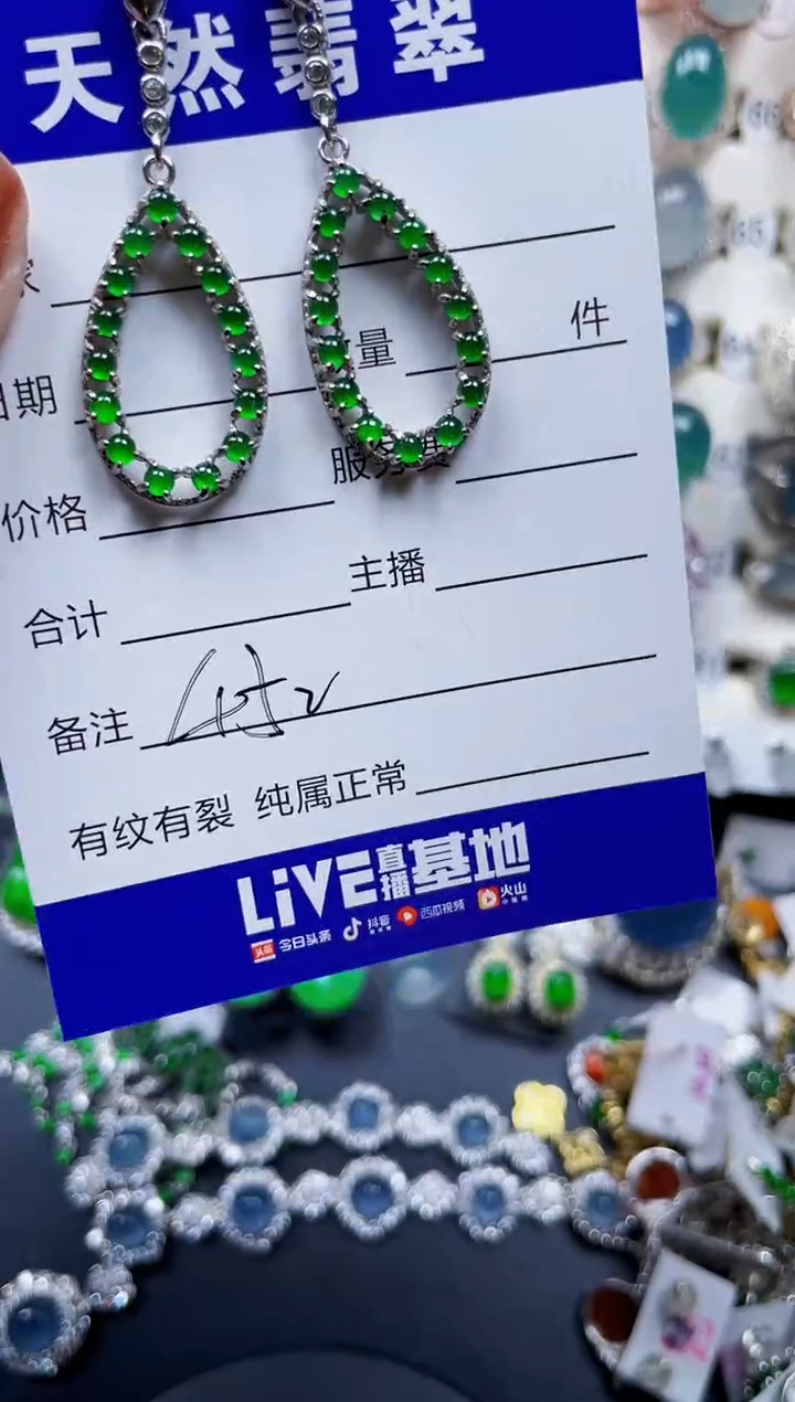 银S925镶嵌翡翠耳饰452