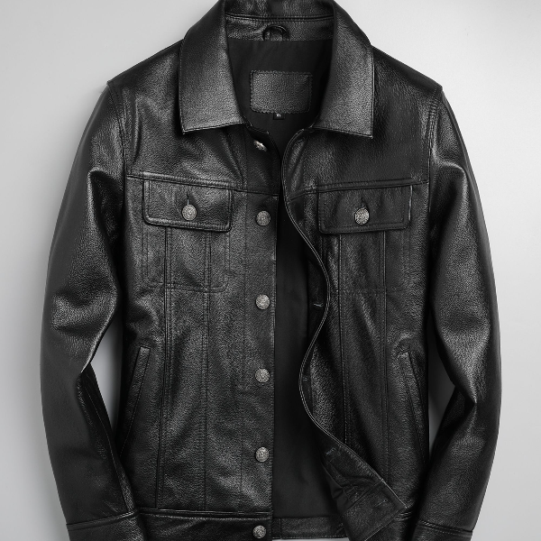 25真皮皮衣男时尚黑色百搭休闲短款男士皮夹克外套修身翻领商务装