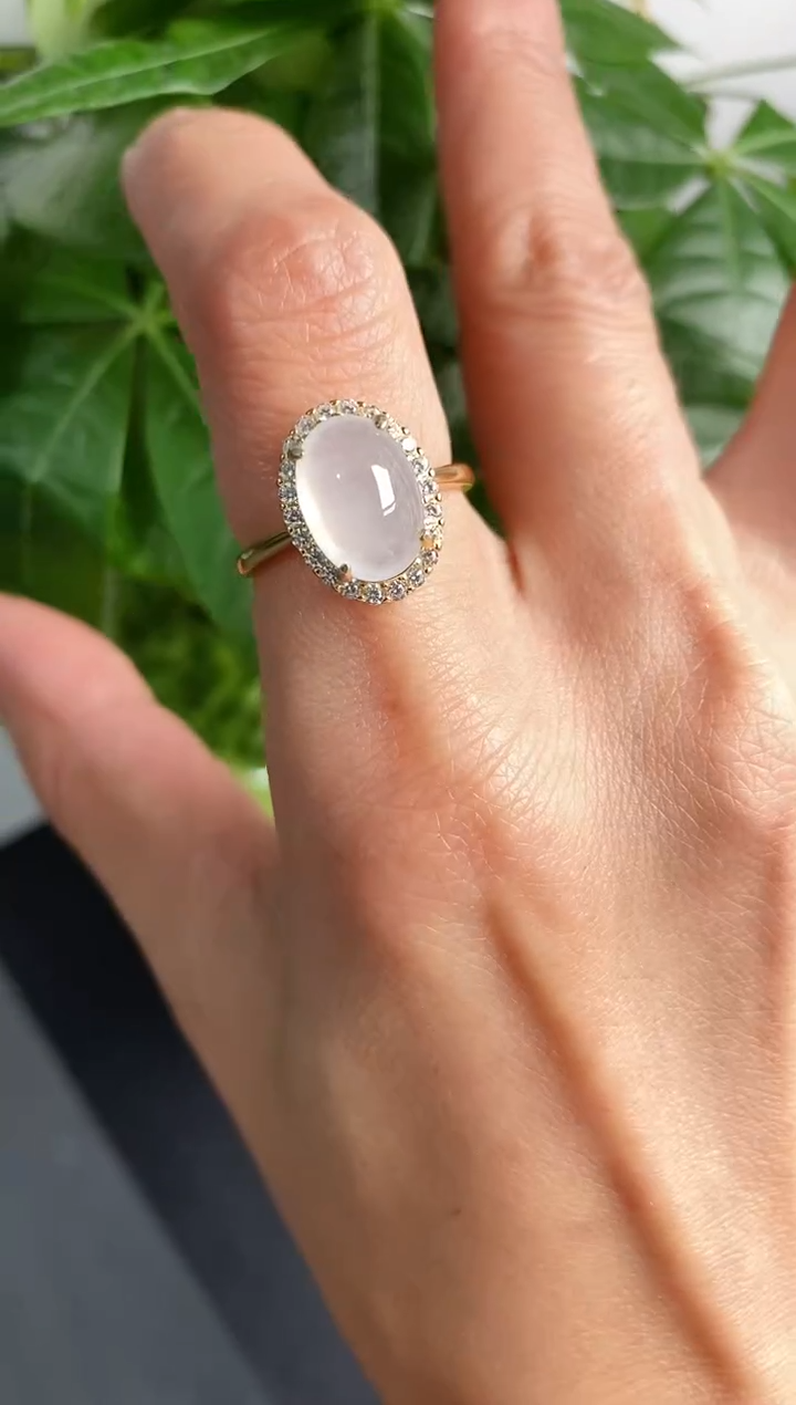 【闪购商品】翡翠戒指银S925镶嵌缅甸翡翠A货555  2-8