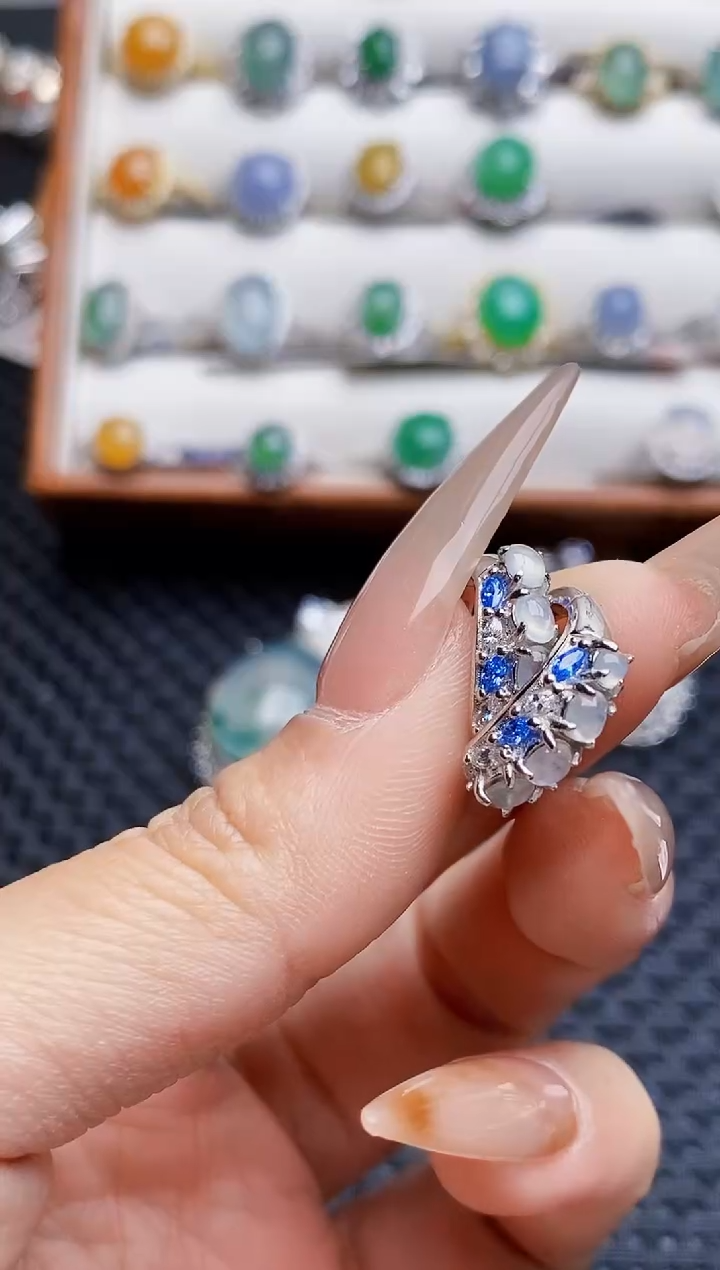 银S925镶嵌戒指翡翠2649