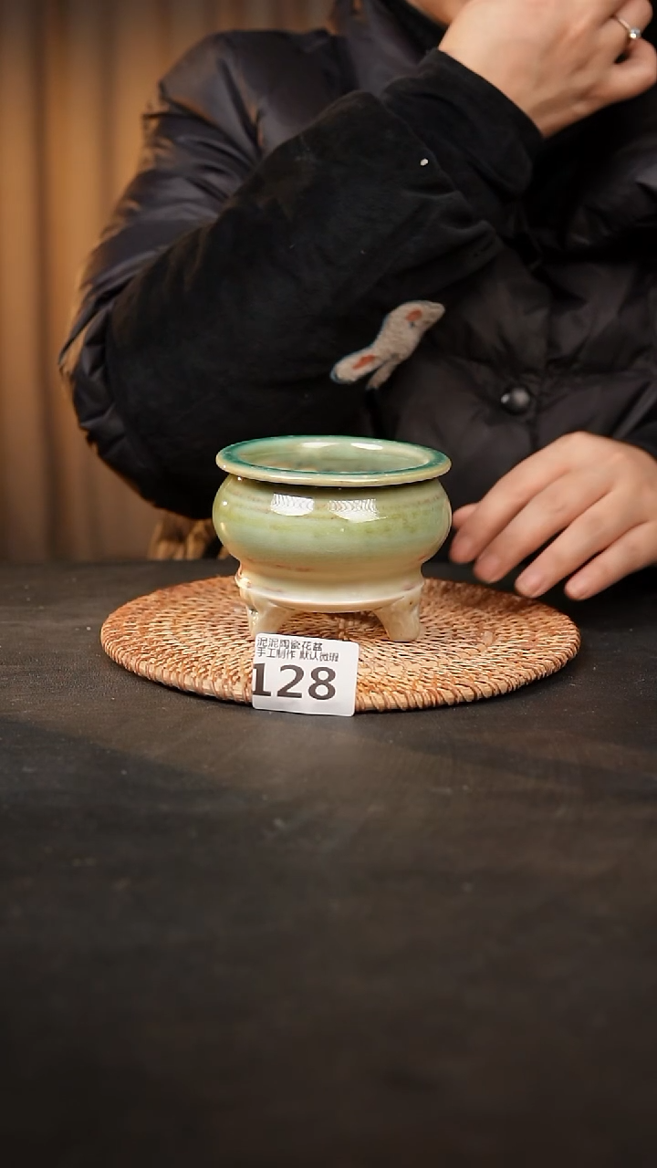 【闪购商品】瓷片128泥泥手工花盆口7-8高7-8