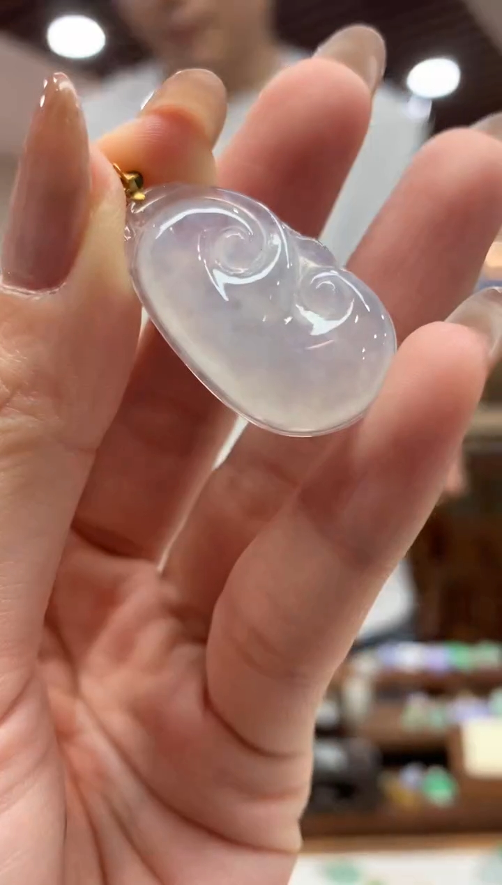 【闪购商品】翡翠吊坠(不含链)18K金镶嵌如意