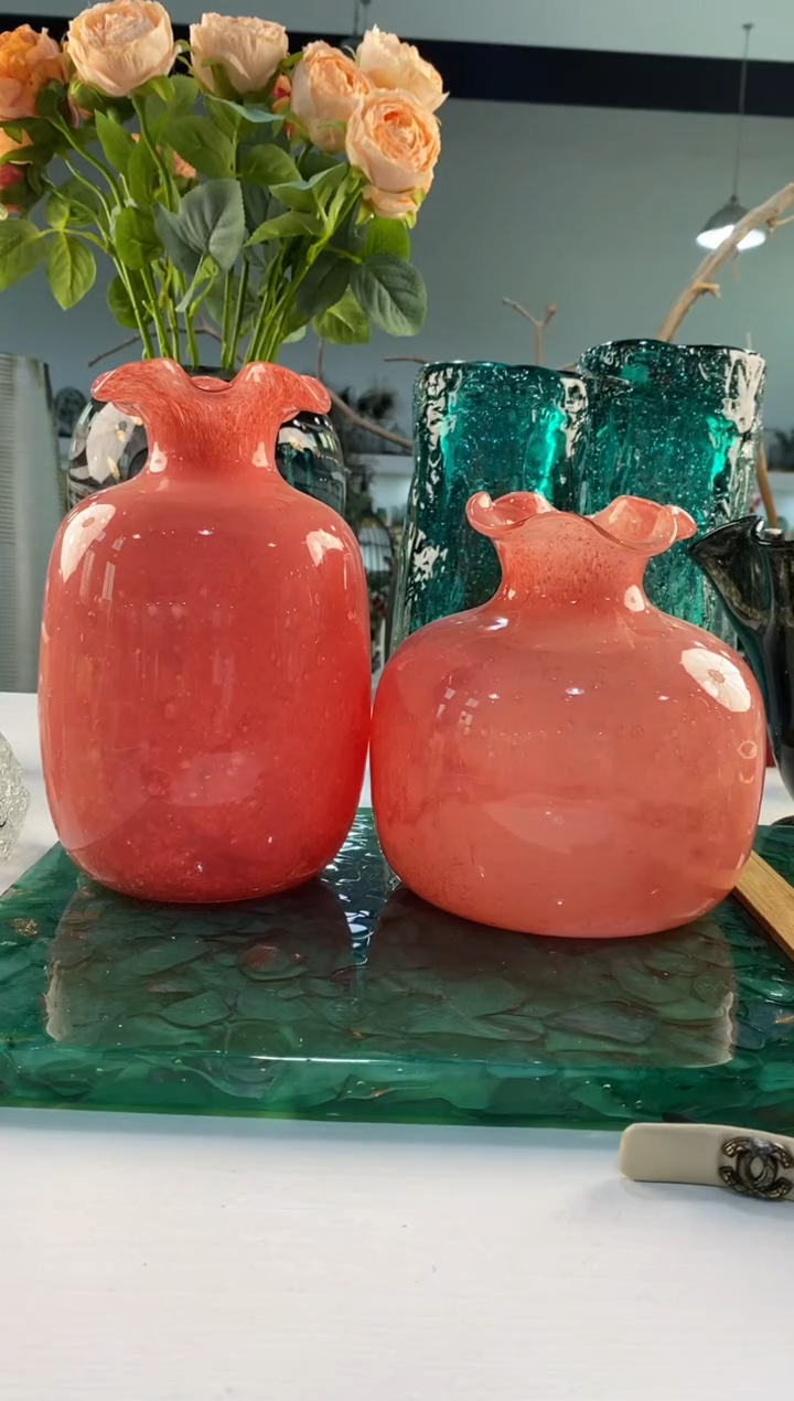 慕忆家手作琉璃花瓶一对