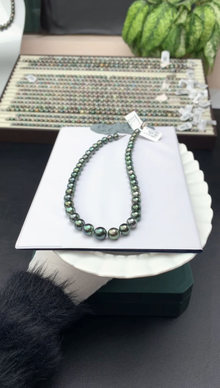 【闪购商品】海水珍珠项链银S925镶嵌海水大溪地珍珠项链 8-11