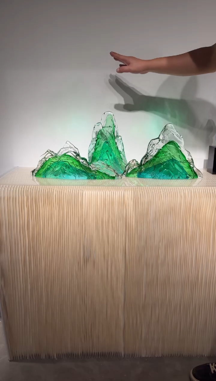 摆件豆*菜璨石美学翡翠山一组艺术摆件