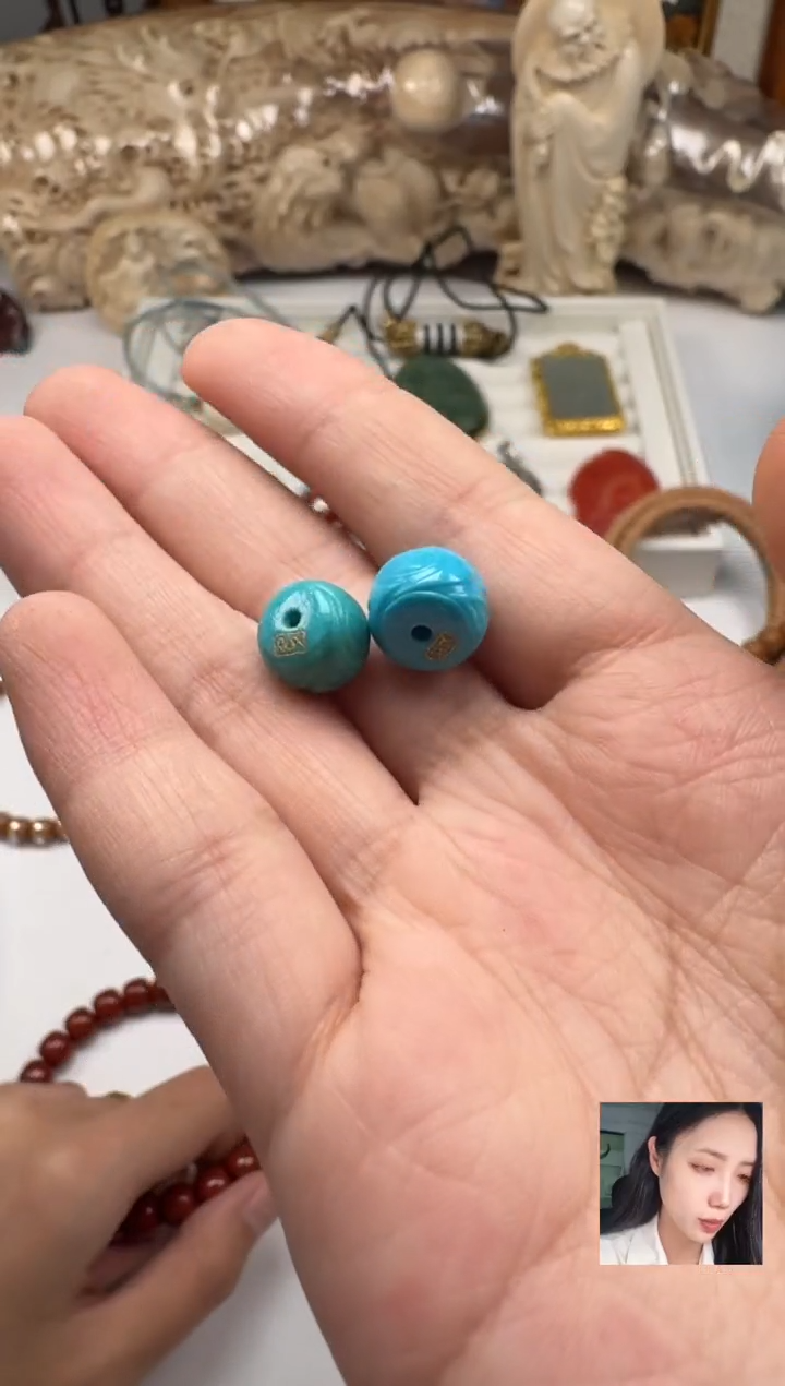 未镶嵌绿松石单珠爱***芯绿松石 单珠