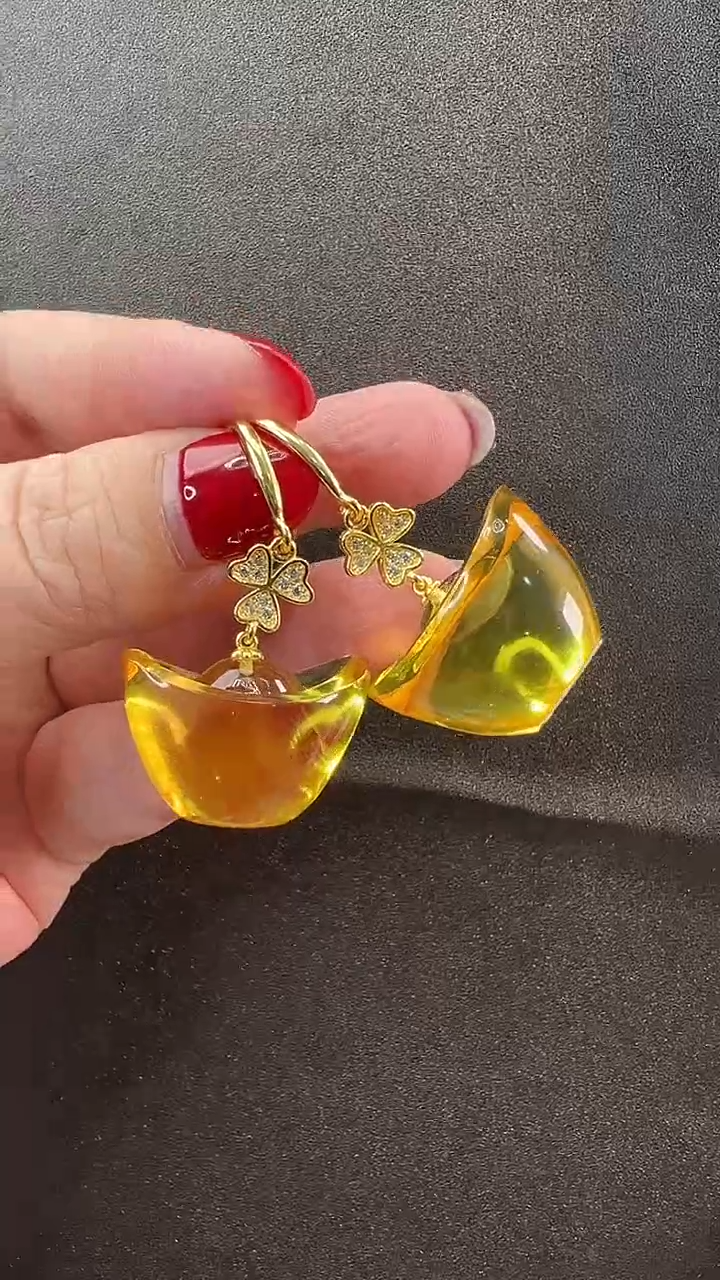 【闪购商品】琥珀耳饰未镶嵌耳环