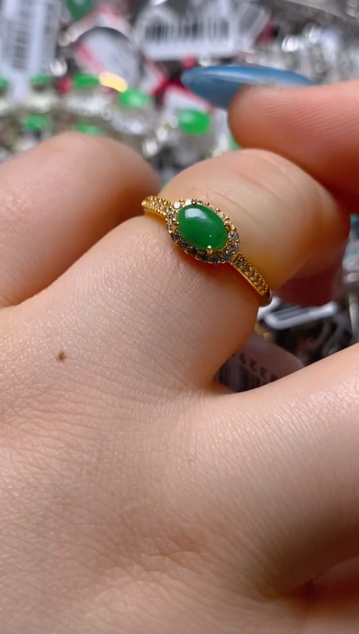 银S925镶嵌戒指翡翠百内无证书