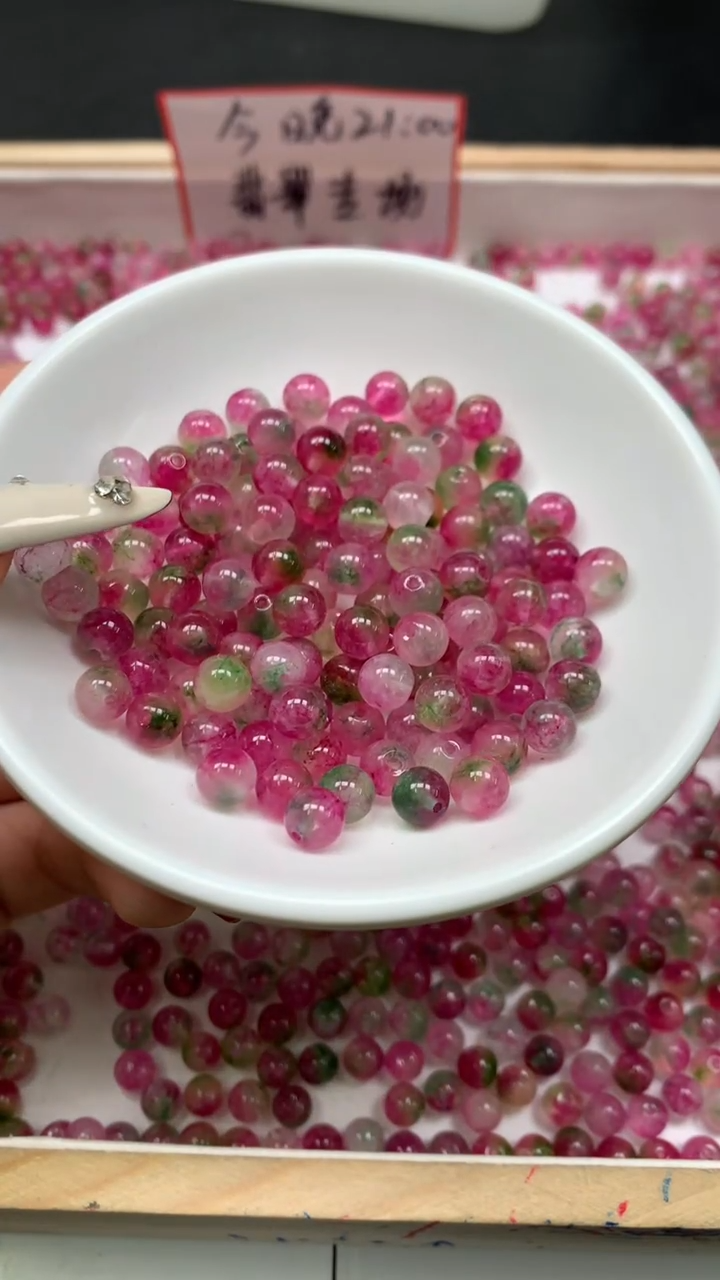 未镶嵌散珠碧玺M712 西瓜碧玺6mm30个6.8元