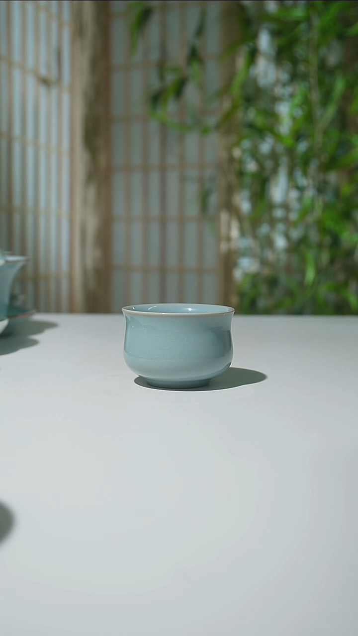 其他天青釉支钉望月杯原矿釉微1只