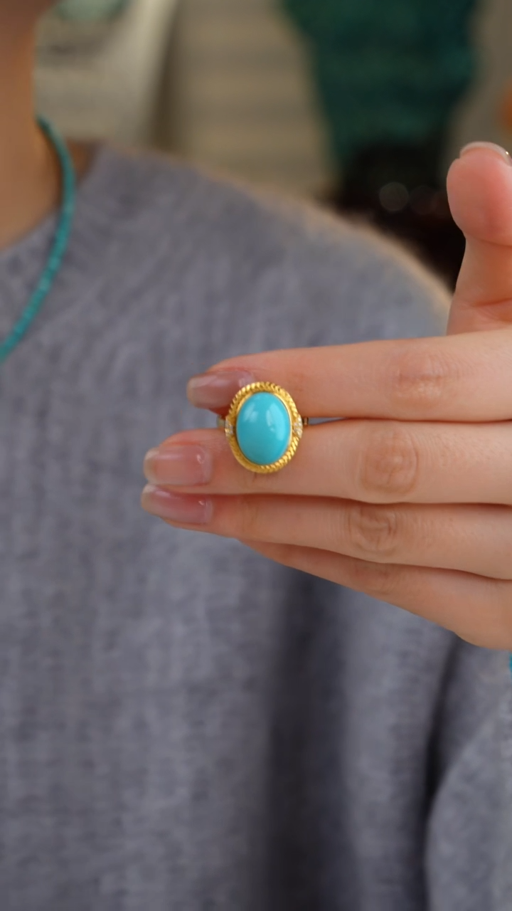 【闪购商品】绿松石戒指18K金镶嵌1