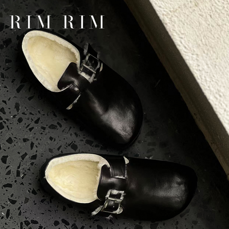 RIM RIM 水洗马皮勃肯鞋复古时尚单鞋加绒保暖搭子冬季