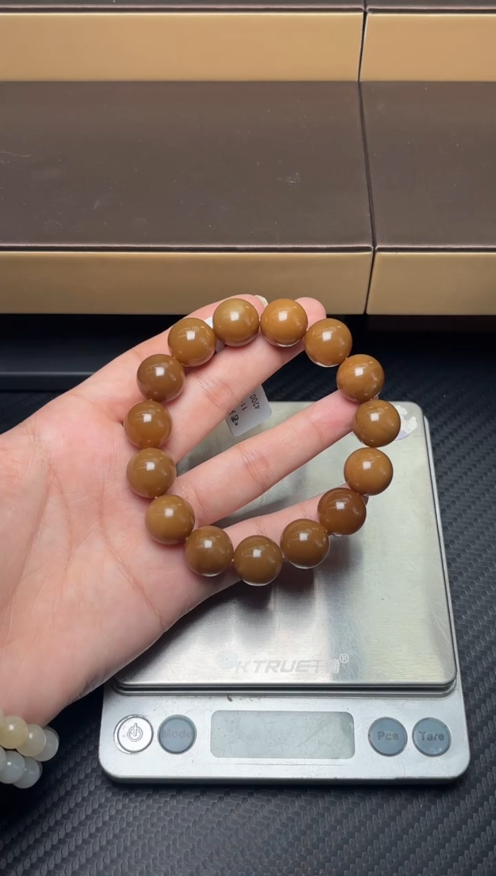 未镶嵌手串和田玉若羌微色差卡14j