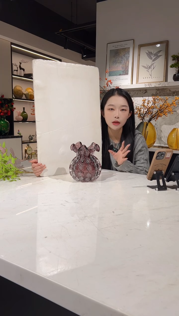 【闪购商品】琉璃紫色钱袋子花瓶