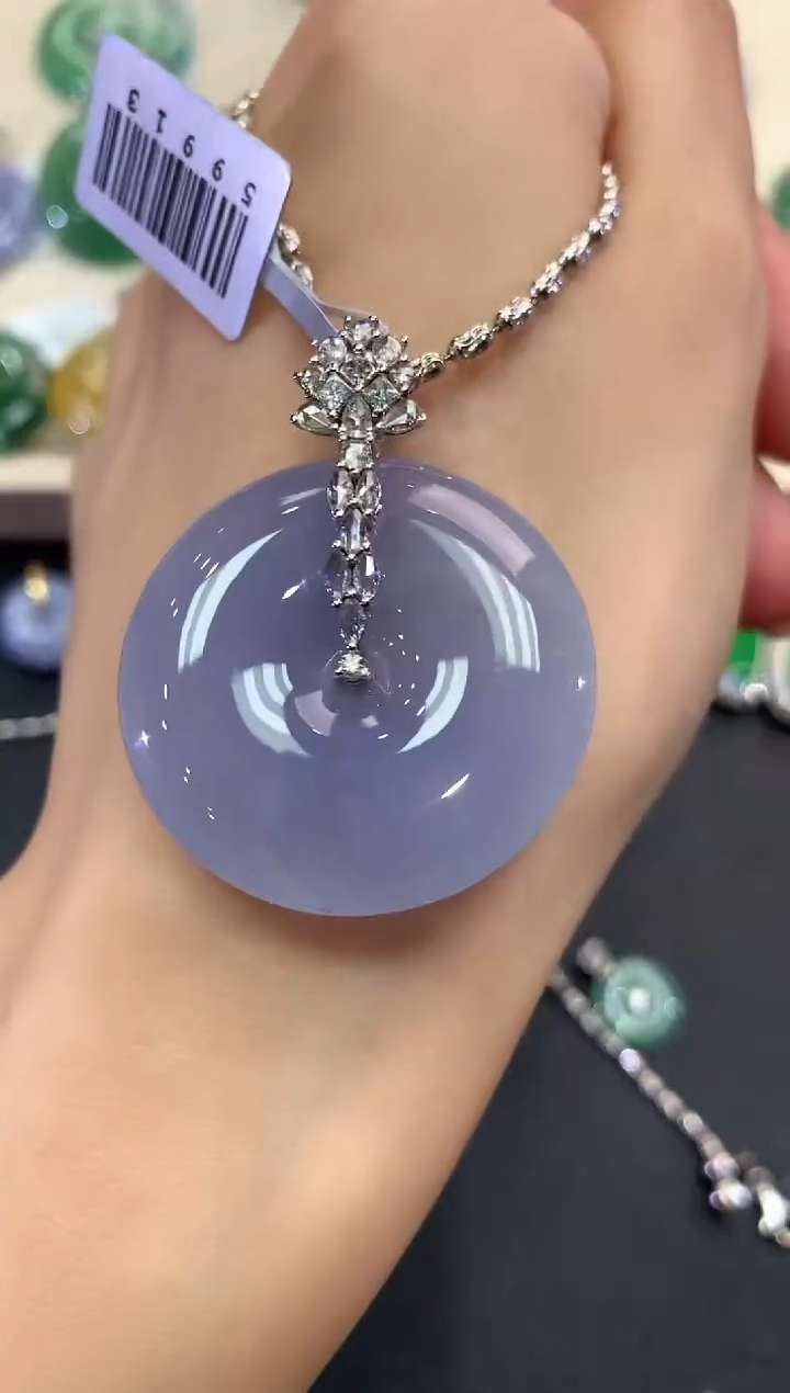 【闪购商品】翡翠吊坠(不含链)18K金镶嵌a121紫货有色差