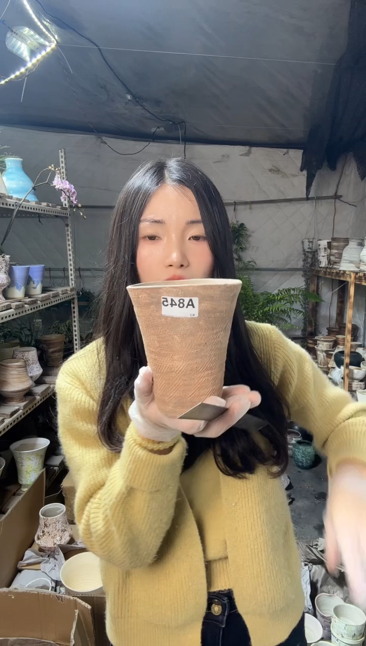 无花朵编号845    景德镇手工手绘花盆