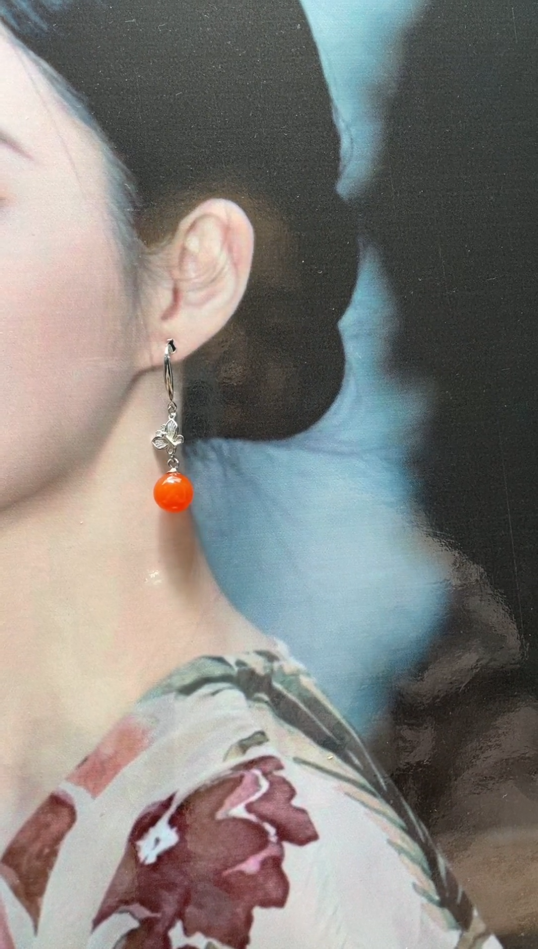 【闪购商品】南红玛瑙耳饰银S925镶嵌0071