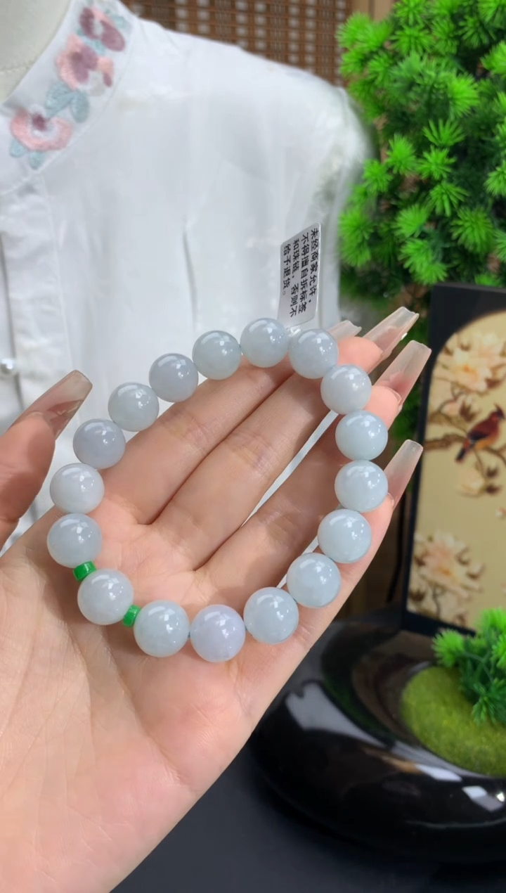 【闪购商品】翡翠手链未镶嵌卡12mm（绿珠是配珠）