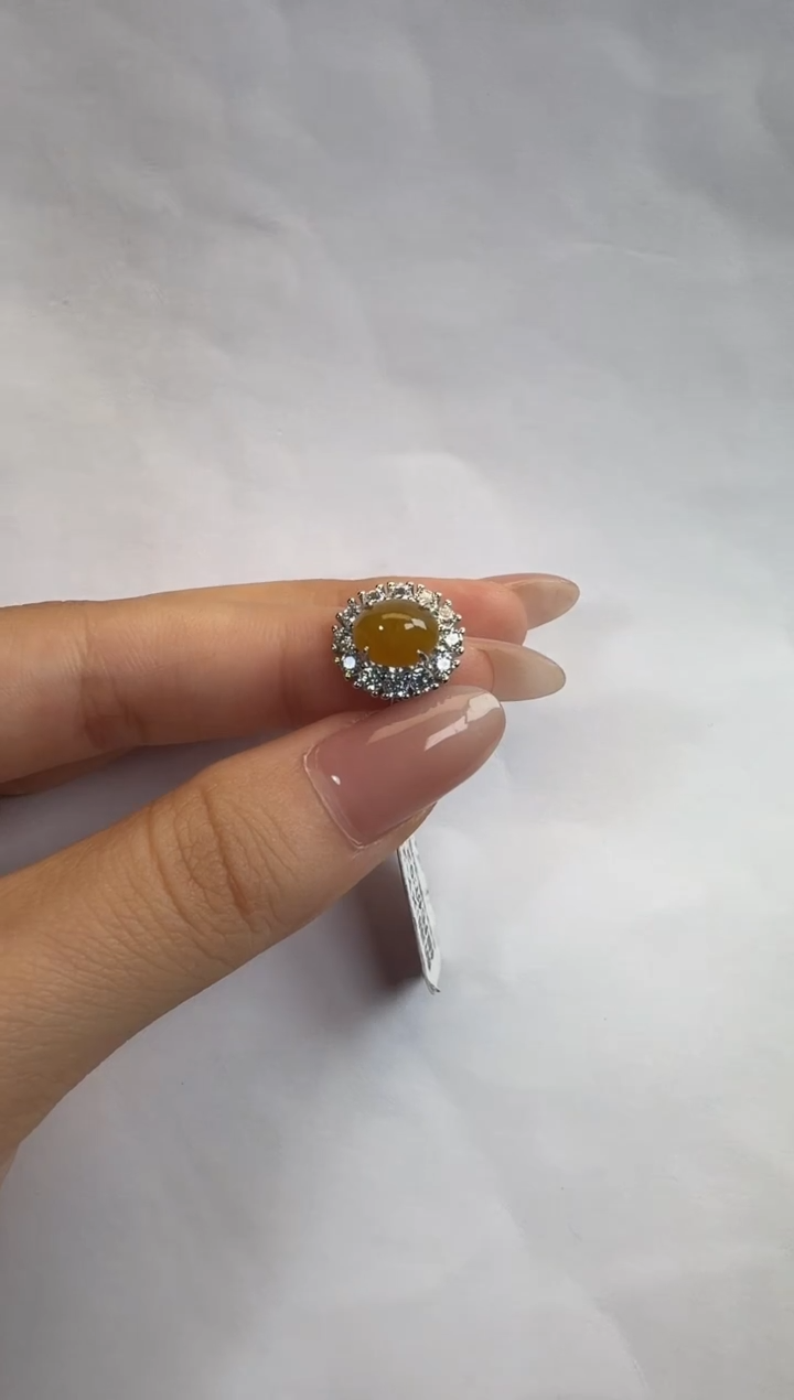 银S925镶嵌戒指翡翠925银镶缅甸A货翡翠戒指167