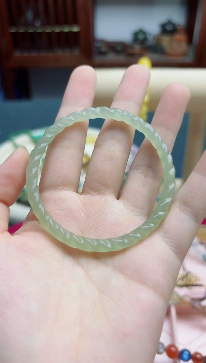 和田玉手镯未镶嵌和田玉53+#麻花手镯*1 HX
