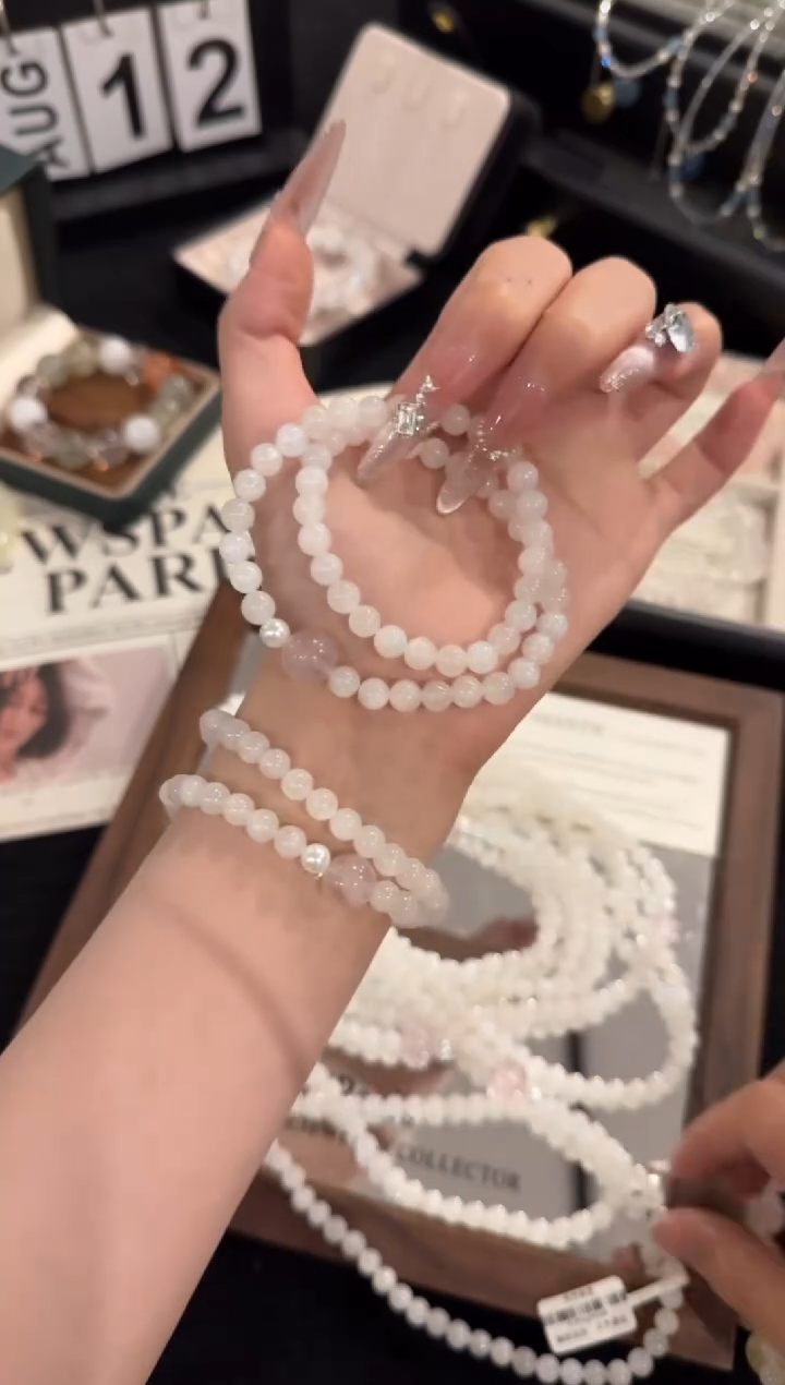 水晶手链合金蓝月光双圈x2119