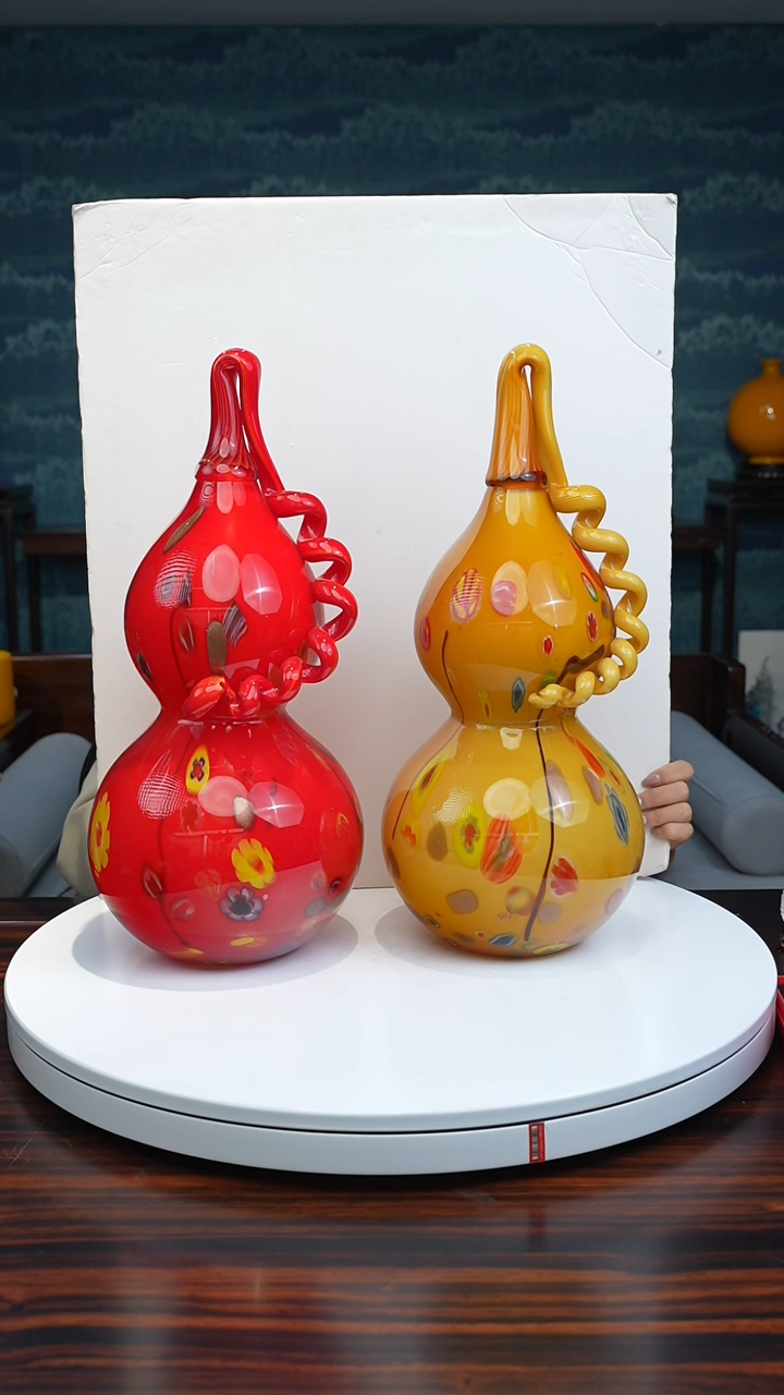 【闪购商品】琉璃手工艺品葫芦一对带礼盒