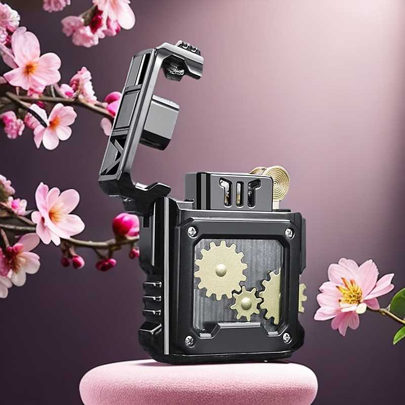 首领新型煤油打火机创意机械齿轮联动双棉芯防风老式砂轮七夕送礼