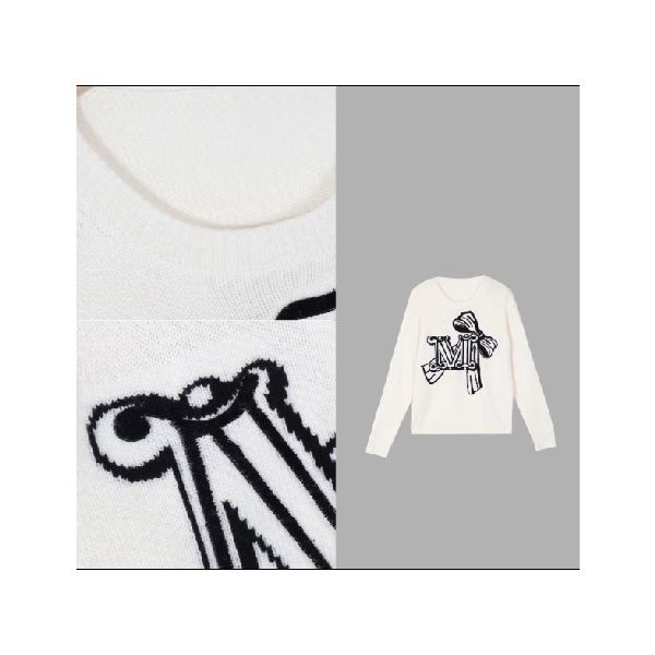 羊毛M字母蝴蝶结针织上衣