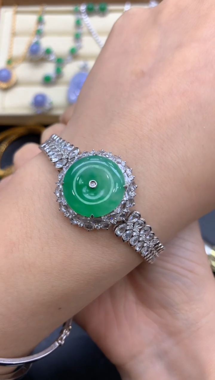 【闪购商品】翡翠手链18K金镶嵌587-中国好珍宝