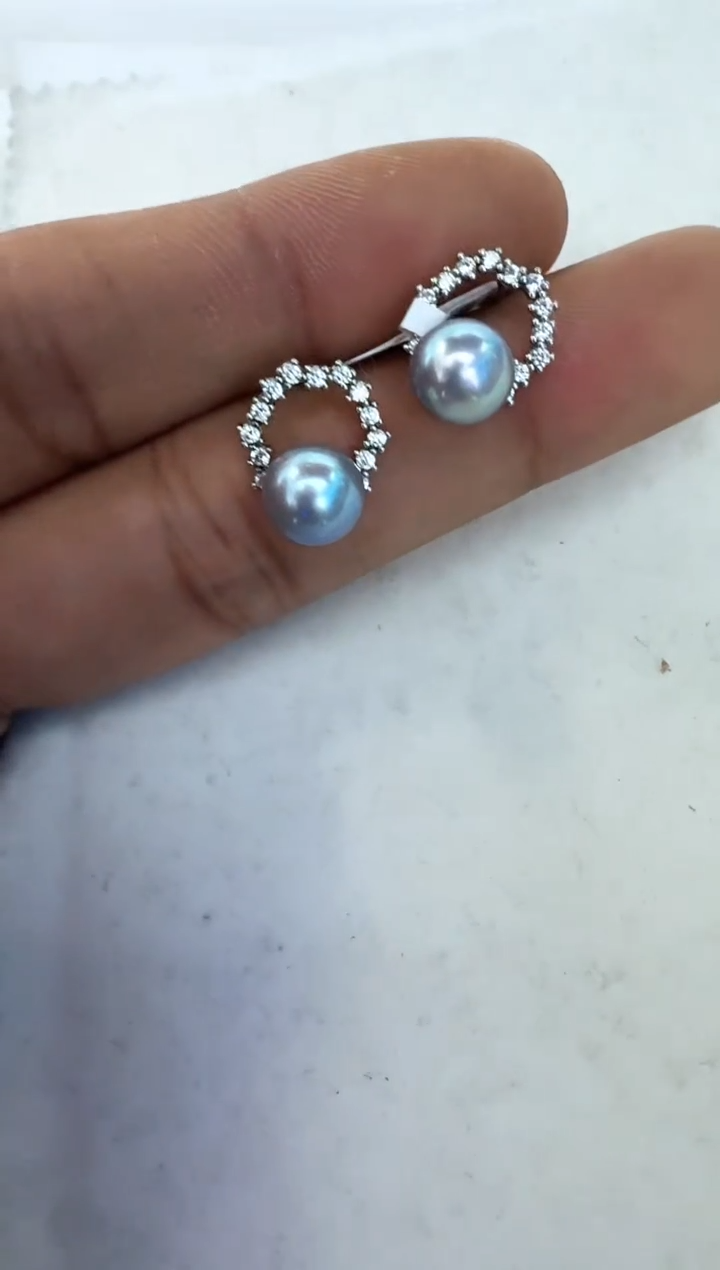 【闪购商品】海水珍珠耳饰银S925镶嵌耳钉