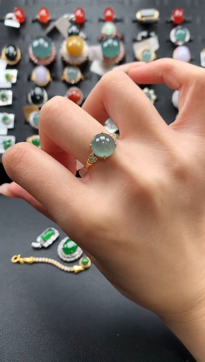 【闪购商品】翡翠戒指银S925镶嵌47654745