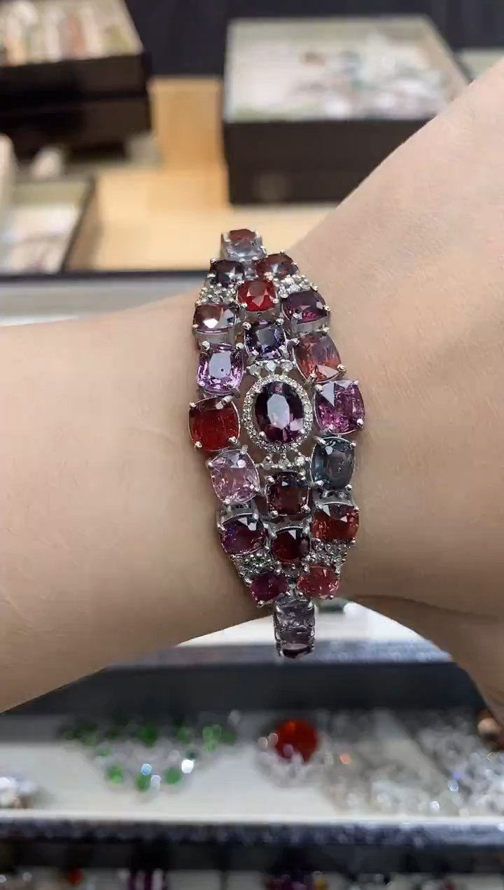 银S925镶嵌手链定制尖晶石楚楚珠宝中古甄选不退换