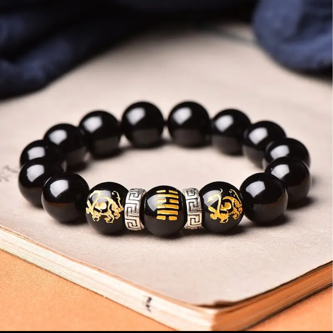 黑曜石五行水手链手串玄武水泽男士女士520礼物情人节礼物单圈