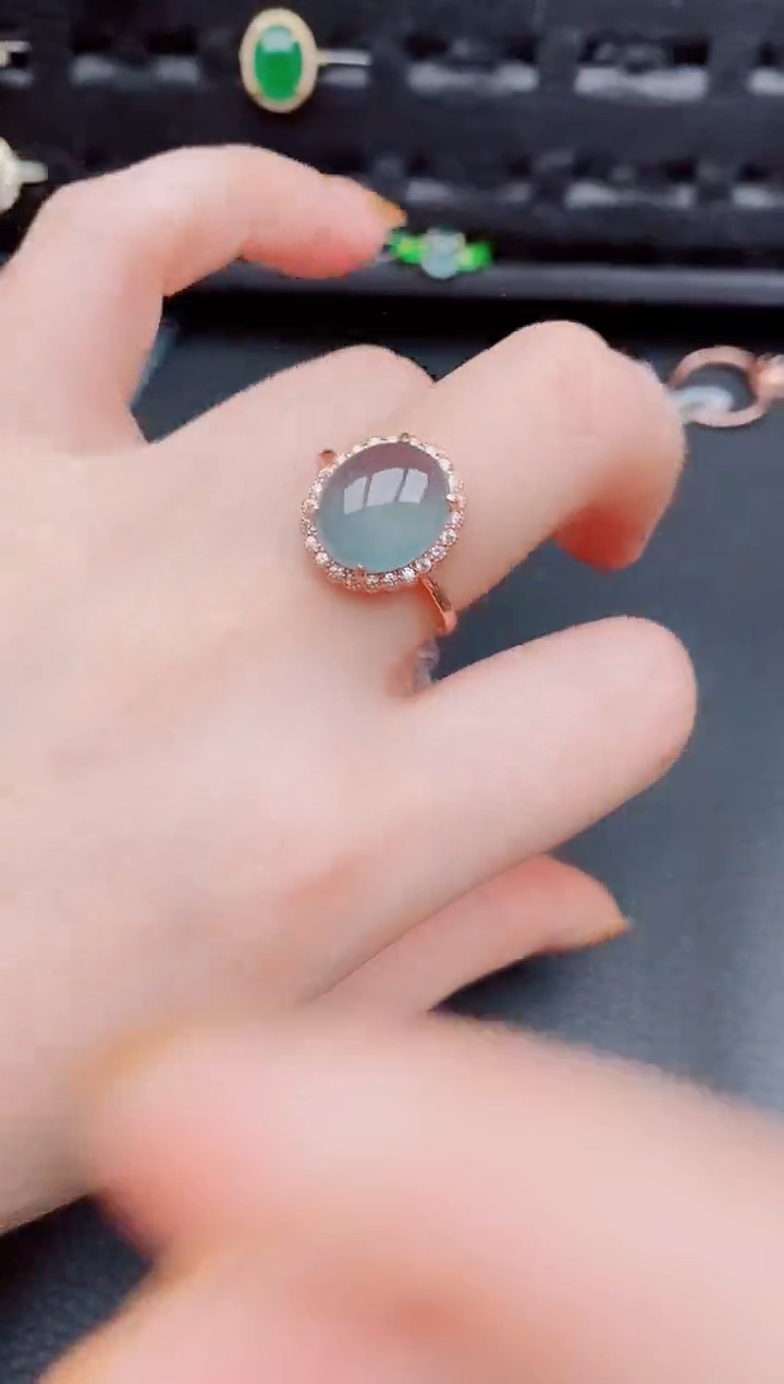 【闪购商品】翡翠戒指银S925镶嵌天然a货翡翠379